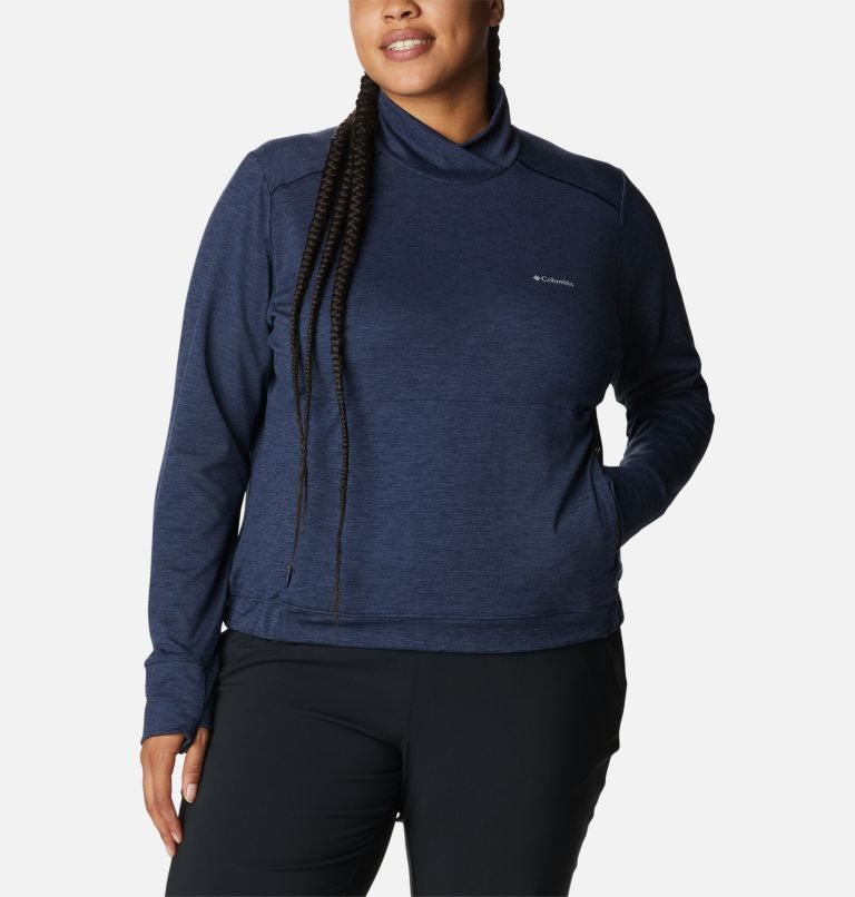 Women's Columbia Weekend Adventure Sweatshirts Navy | Plus Size CA-SL345